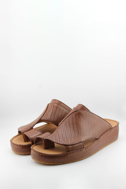 DFC Relax Men Embossed Print Leather Slide Sandals